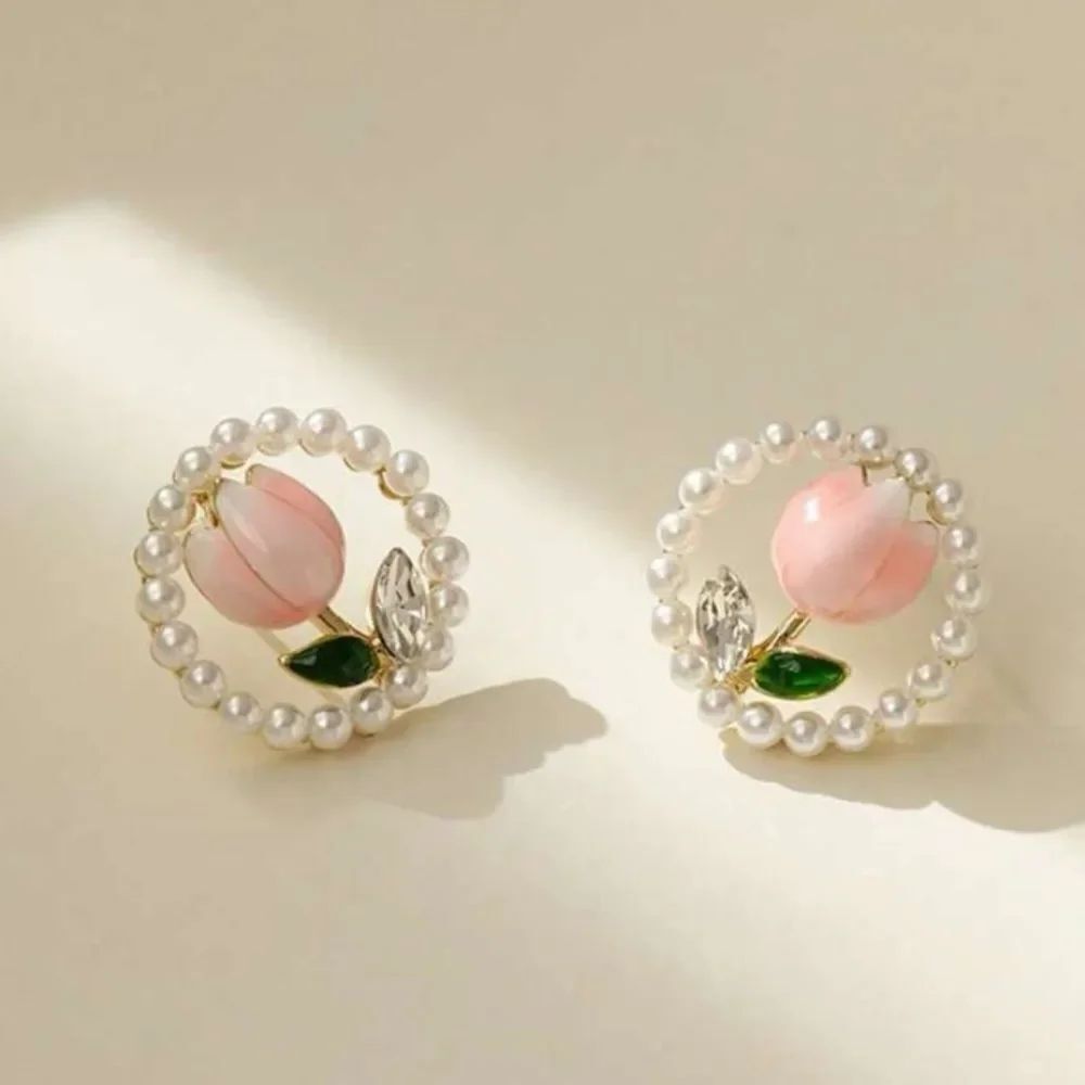 3for$20 NWT 1pair Party Alloy Faux Pearl & Oil Drop Tulip Stud Earrings